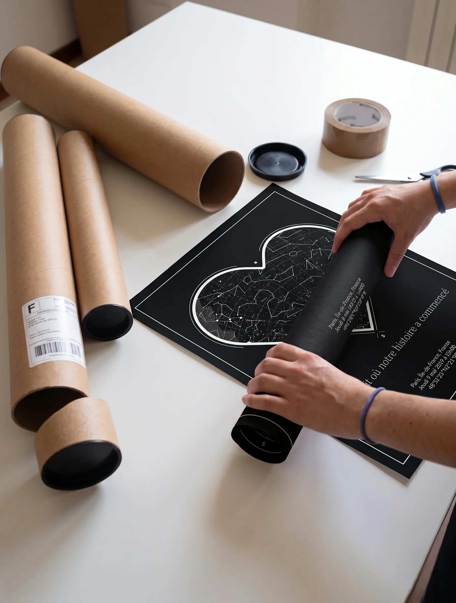 Póster impreso de un mapa estelar personalizado
